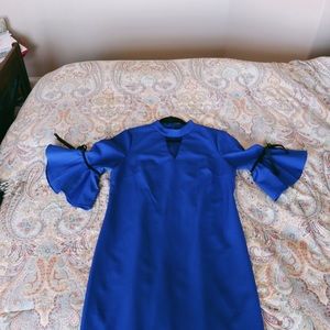 Cobalt Blue short dress with flowy long sleeves
